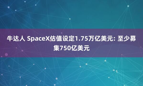 牛达人 SpaceX估值设定1.75万亿美元: 至少募集750亿美元